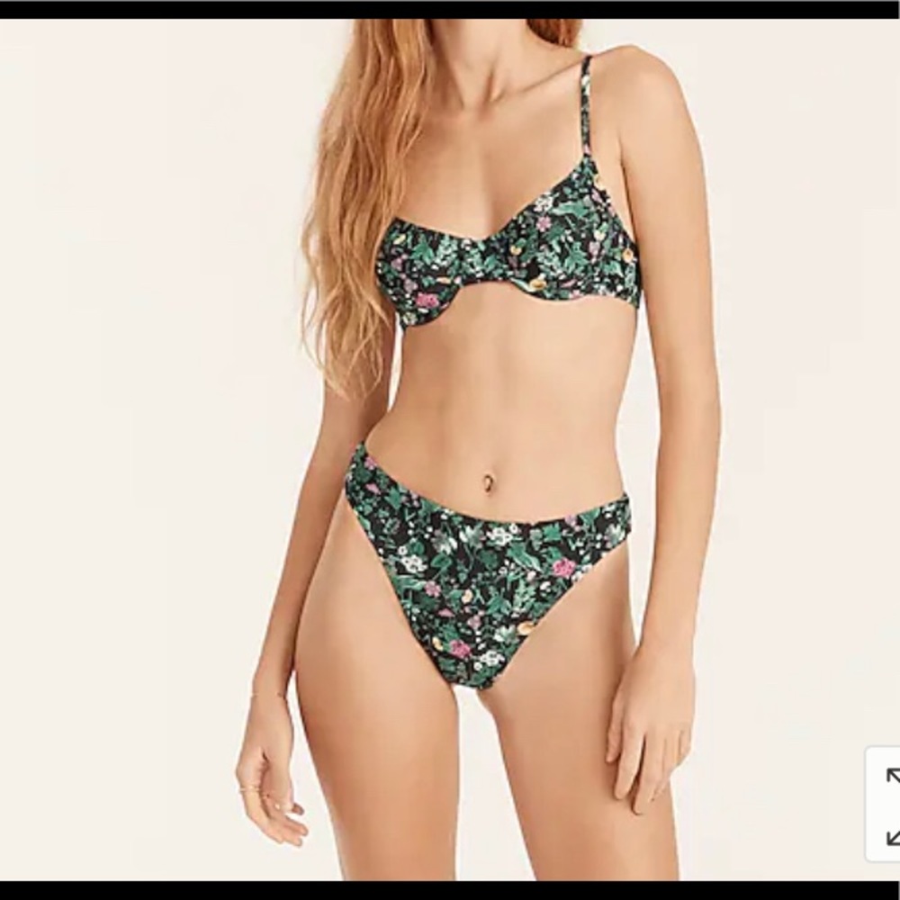 J. Crew 1993 Winter Garden Bikini Top (Size 34C) & Bottom (Size L)